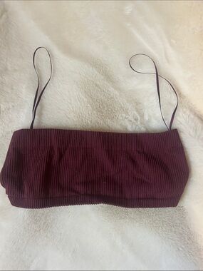 Ribbed Bandeau Top - Deep Wine